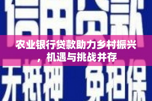 琅琊农业银行贷款助力乡村振兴，机遇与挑战并存